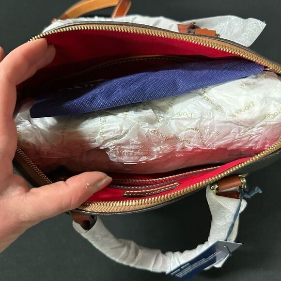 New Dooney and Bourke Black Pebble Grain Domed Satchel - Picture 10 of 12